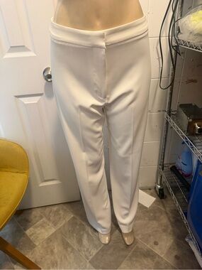H&M Cream High-Waist Tailored Trousers
